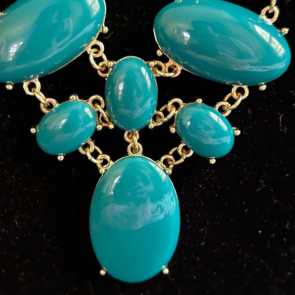Elegant Turquoise bib Statement Necklace y2k - Picture 4 of 5